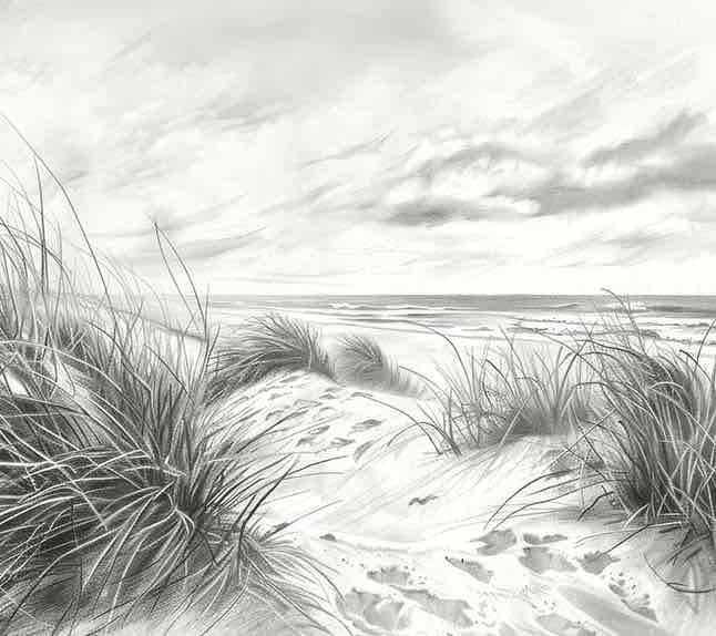 Mélodie des Dunes – Harmonie des Grains de Sable en Noir et Blanc - Illulart: Papier peint panoramique