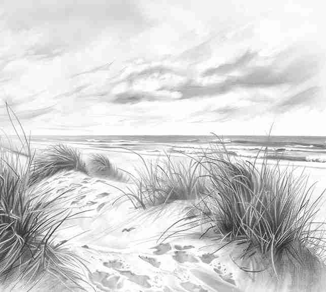 Mélodie des Dunes – Harmonie des Grains de Sable en Noir et Blanc - Illulart: Papier peint panoramique
