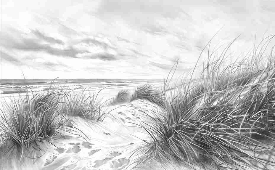 Mélodie des Dunes – Harmonie des Grains de Sable en Noir et Blanc - Illulart: Papier peint panoramique