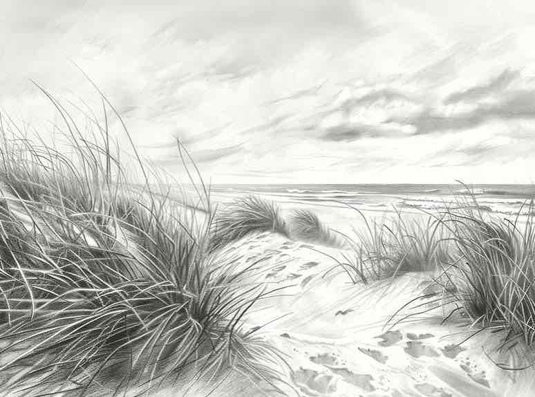 Mélodie des Dunes – Harmonie des Grains de Sable en Noir et Blanc - Illulart: Papier peint panoramique