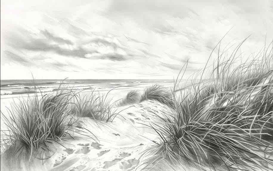 Mélodie des Dunes – Harmonie des Grains de Sable en Noir et Blanc - Illulart: Papier peint panoramique