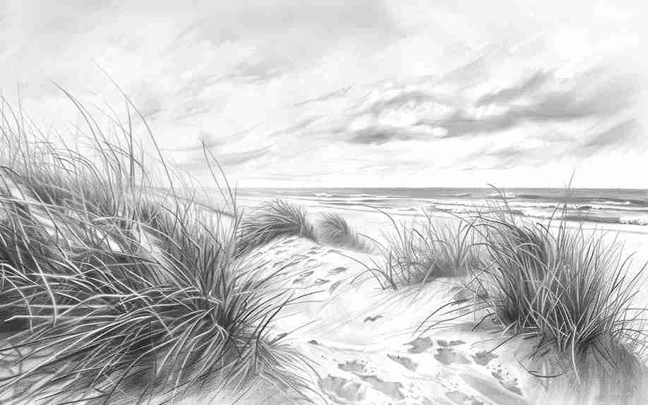 Mélodie des Dunes – Harmonie des Grains de Sable en Noir et Blanc - Illulart: Papier peint panoramique