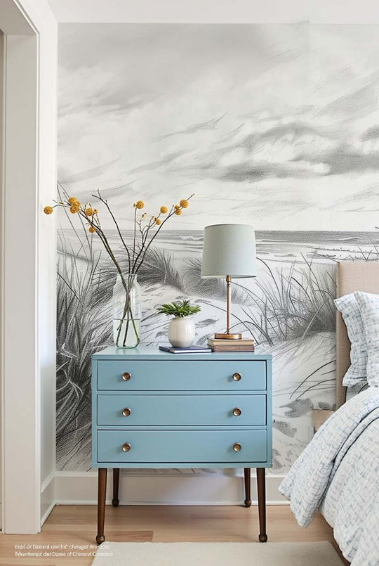 Mélodie des Dunes – Harmonie des Grains de Sable en Noir et Blanc - Illulart: Papier peint panoramique