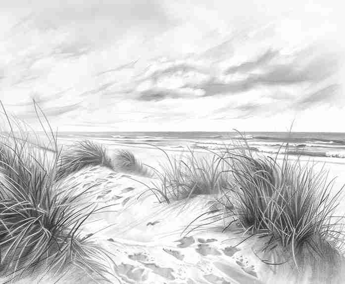 Mélodie des Dunes – Harmonie des Grains de Sable en Noir et Blanc - Illulart: Papier peint panoramique
