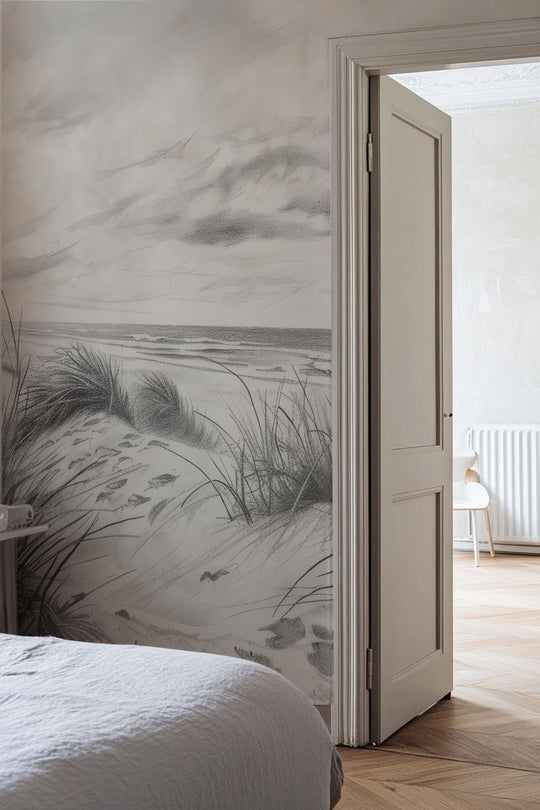 Mélodie des Dunes – Harmonie des Grains de Sable en Noir et Blanc - Illulart: Papier peint panoramique