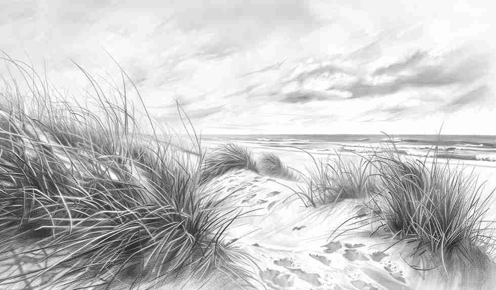 Mélodie des Dunes – Harmonie des Grains de Sable en Noir et Blanc