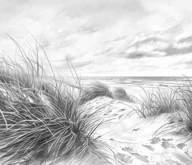 Mélodie des Dunes – Harmonie des Grains de Sable en Noir et Blanc - Illulart: Papier peint panoramique