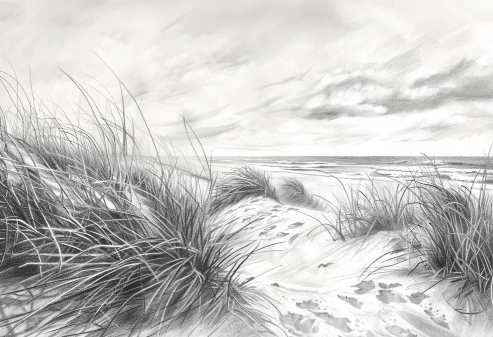 Mélodie des Dunes – Harmonie des Grains de Sable en Noir et Blanc - Illulart: Papier peint panoramique