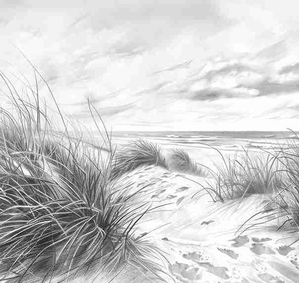 Mélodie des Dunes – Harmonie des Grains de Sable en Noir et Blanc - Illulart: Papier peint panoramique
