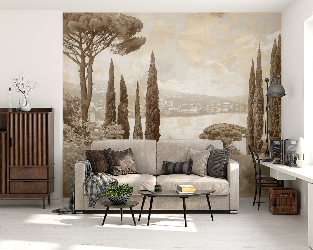 Cypress Tradition: Vintage Panoramic Wall Elegance