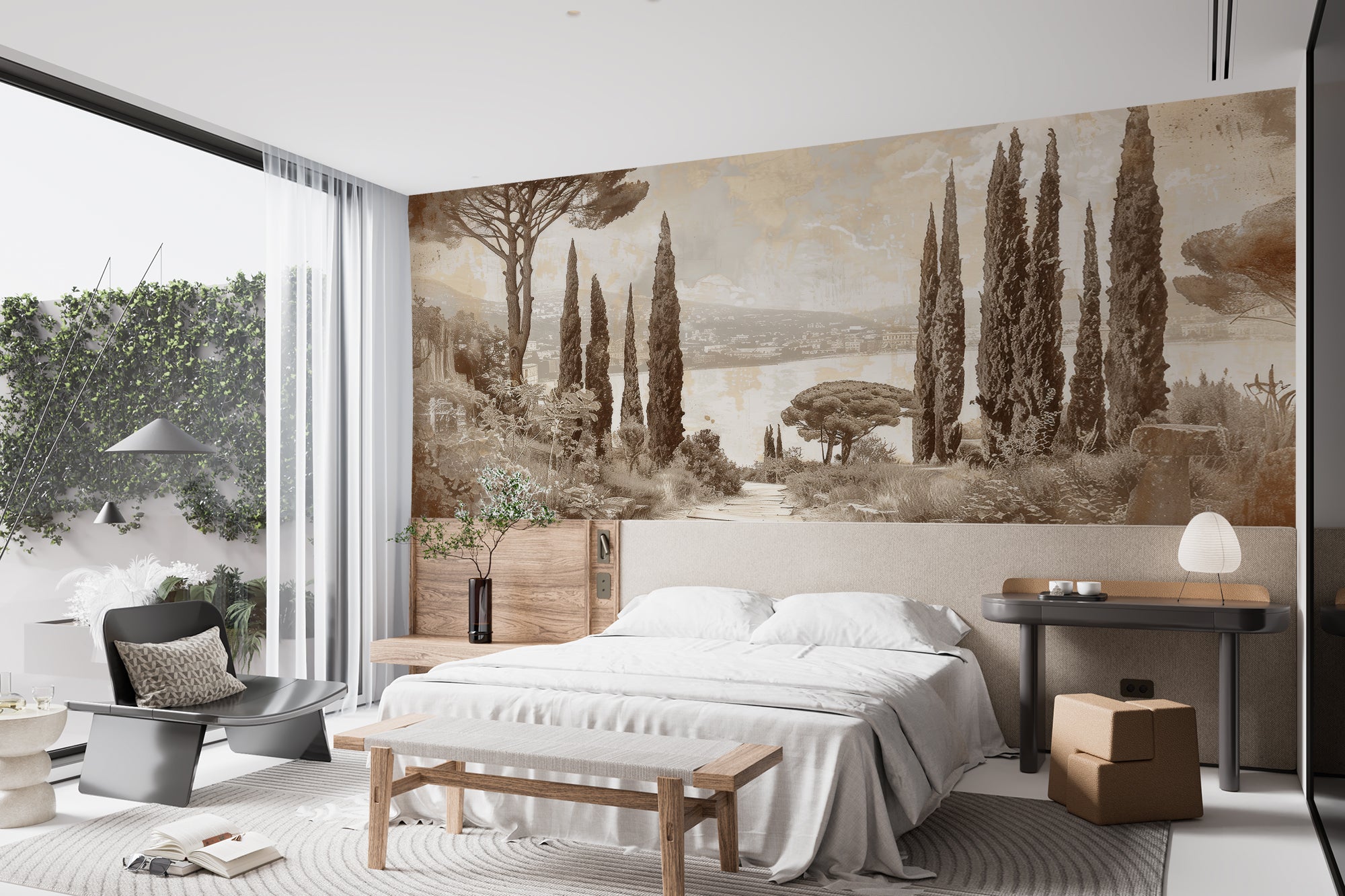 Cypress Tradition: Vintage Panoramic Wall Elegance