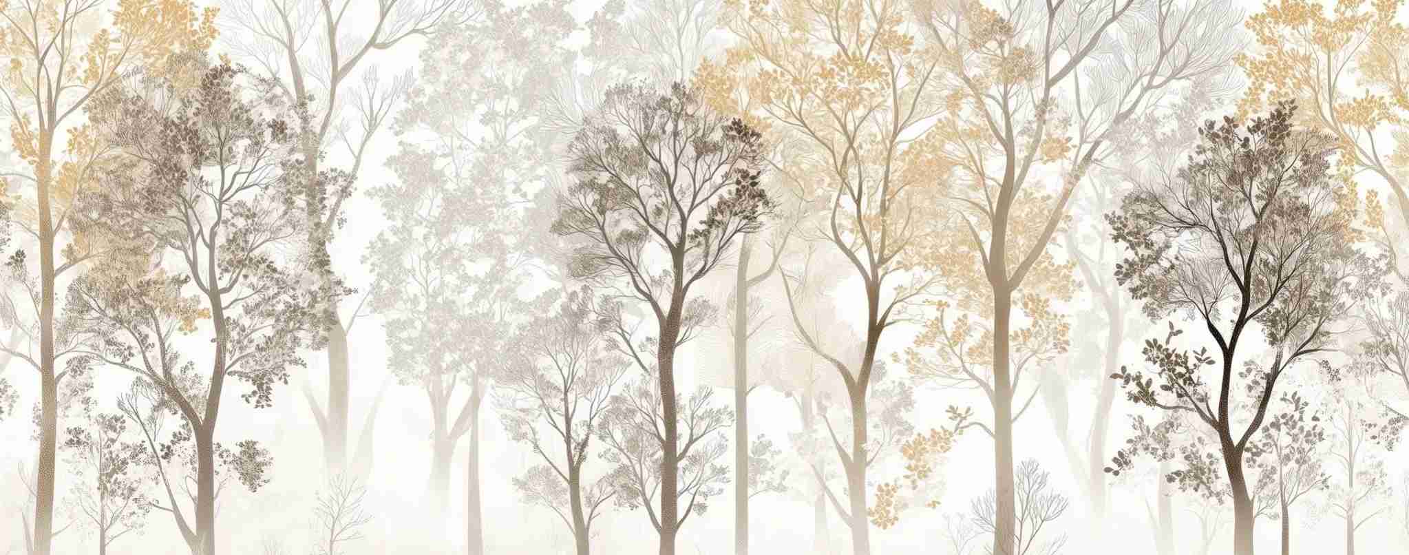 Mystère des Arbres : Papier Peint Panoramique aux Finitions Élégantes