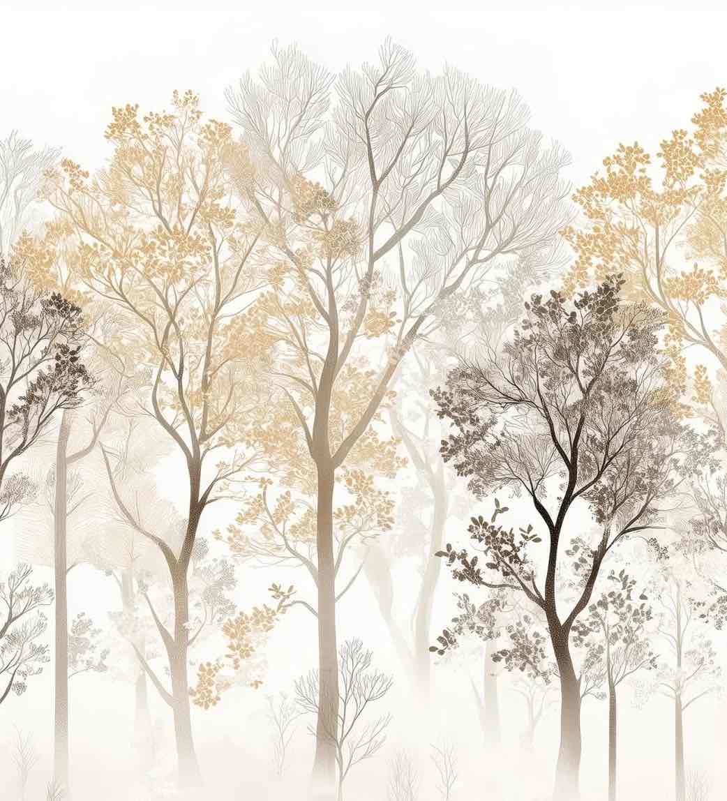 Mystère des Arbres : Papier Peint Panoramique aux Finitions Élégantes