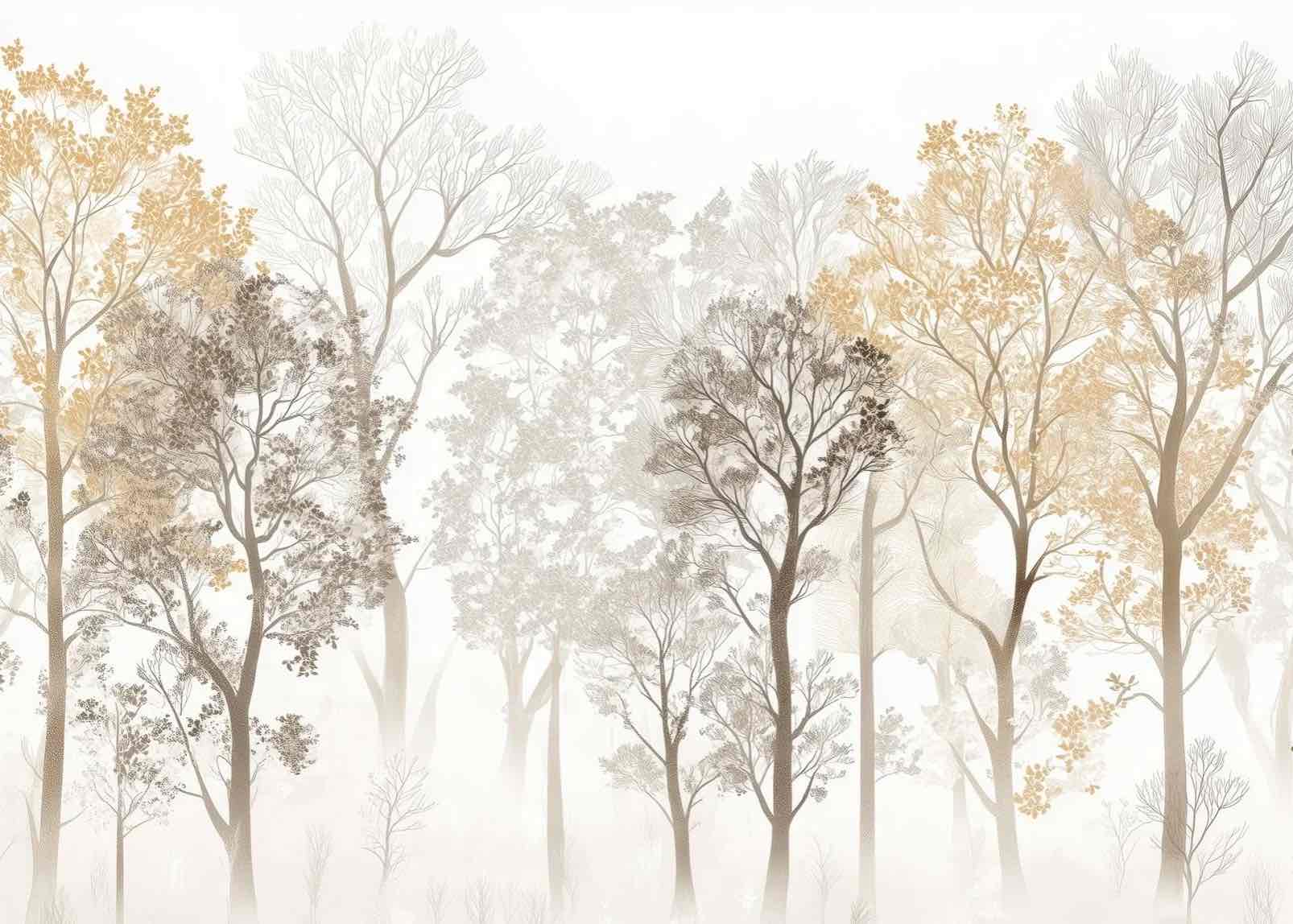 Mystère des Arbres : Papier Peint Panoramique aux Finitions Élégantes