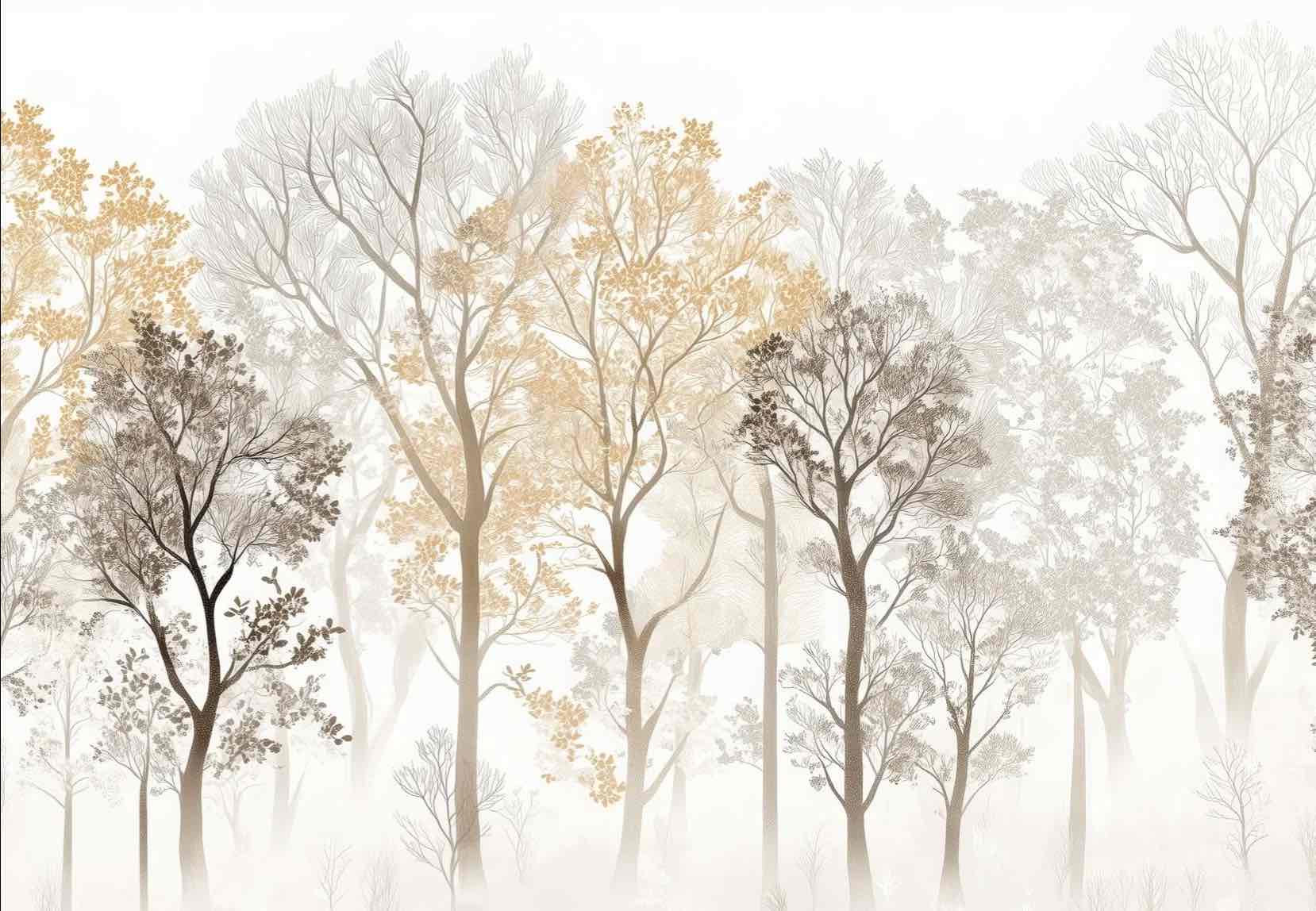 Mystère des Arbres : Papier Peint Panoramique aux Finitions Élégantes