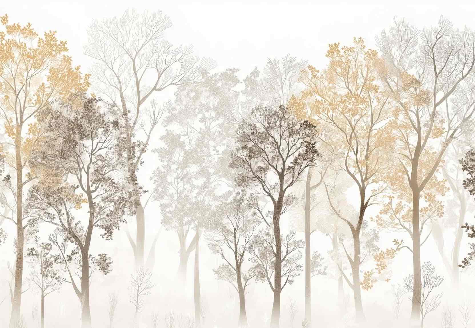 Mystère des Arbres : Papier Peint Panoramique aux Finitions Élégantes