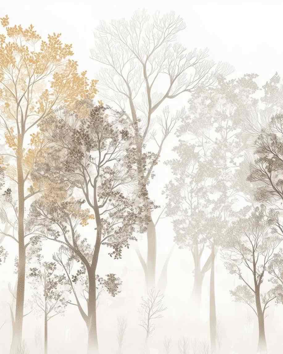 Mystère des Arbres : Papier Peint Panoramique aux Finitions Élégantes
