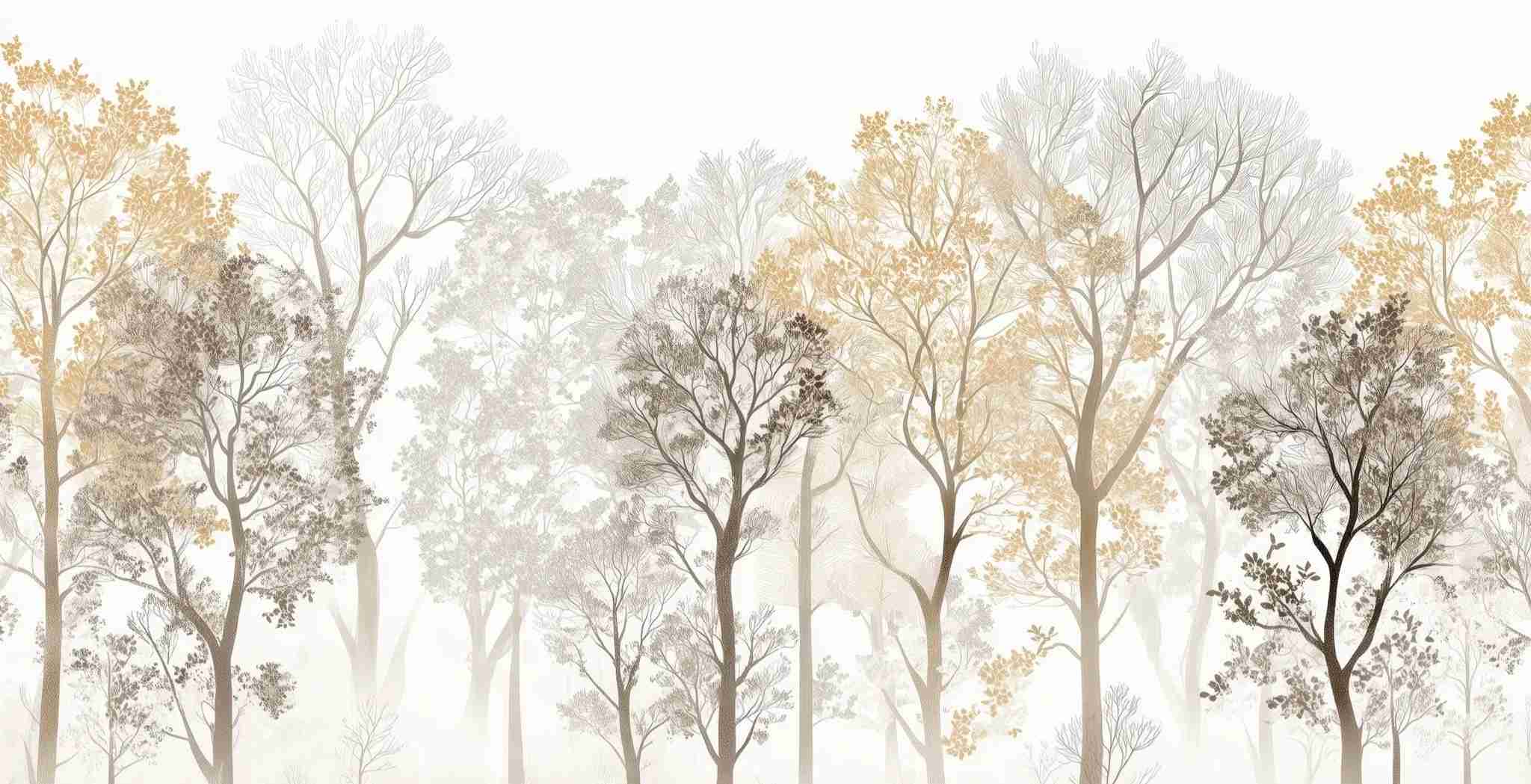 Mystère des Arbres : Papier Peint Panoramique aux Finitions Élégantes