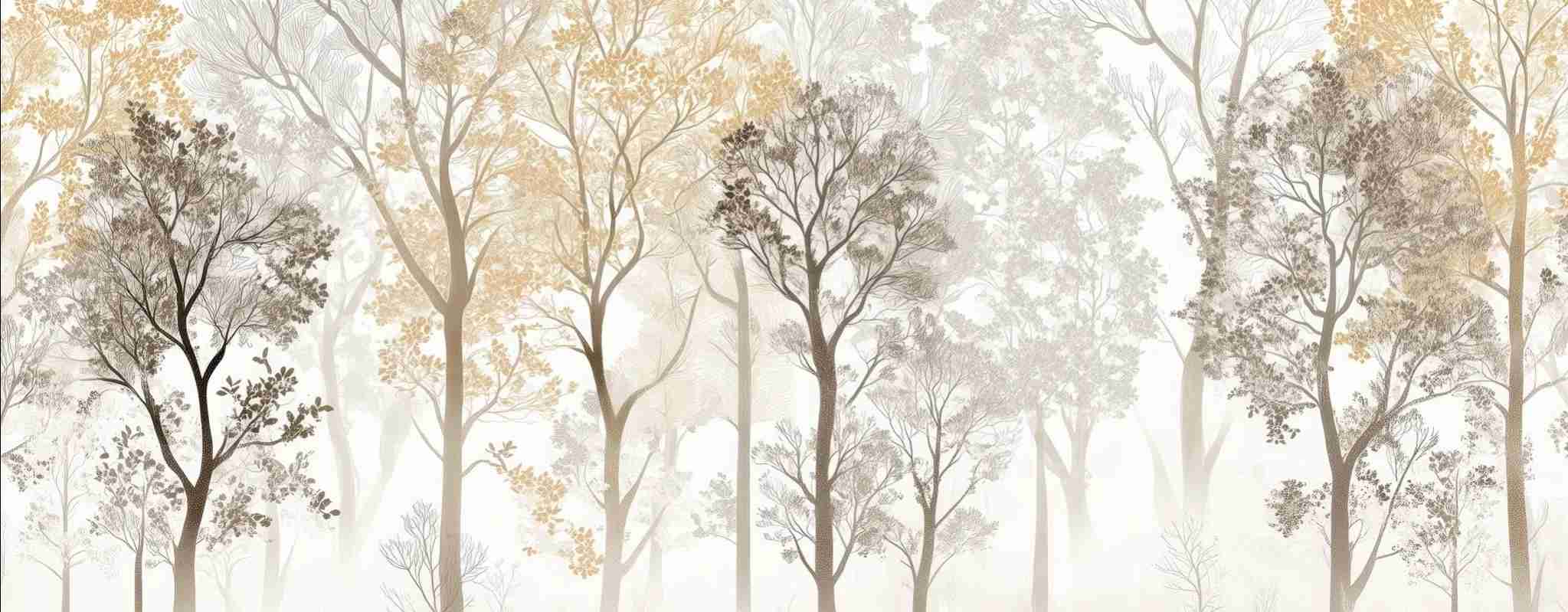 Mystère des Arbres : Papier Peint Panoramique aux Finitions Élégantes