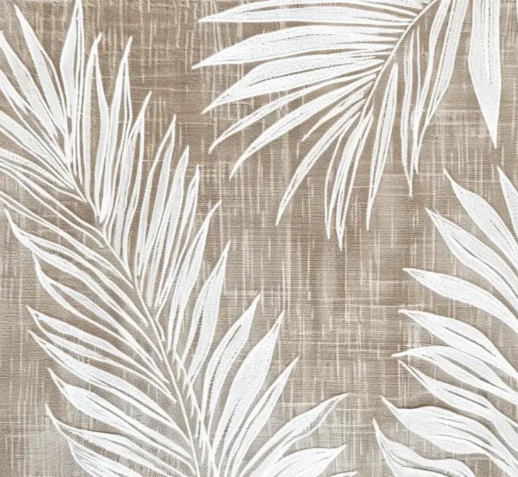 Nature Intemporelle : Papier peint feuilles blanches sur lin taupe - Illulart: Papier peint panoramique