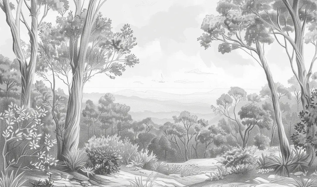 Nature intemporelle - Paysage en noir et blanc - Illulart: Papier peint panoramique