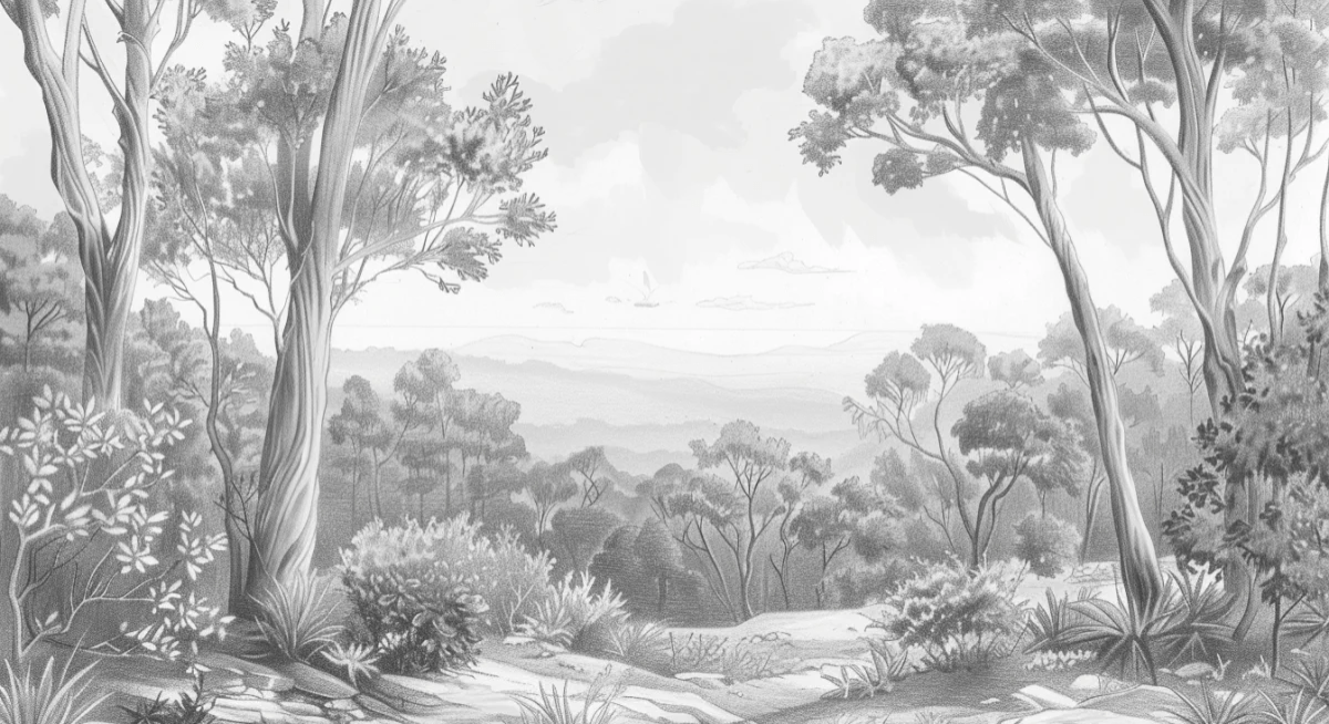 Nature intemporelle - Paysage en noir et blanc - Illulart: Papier peint panoramique