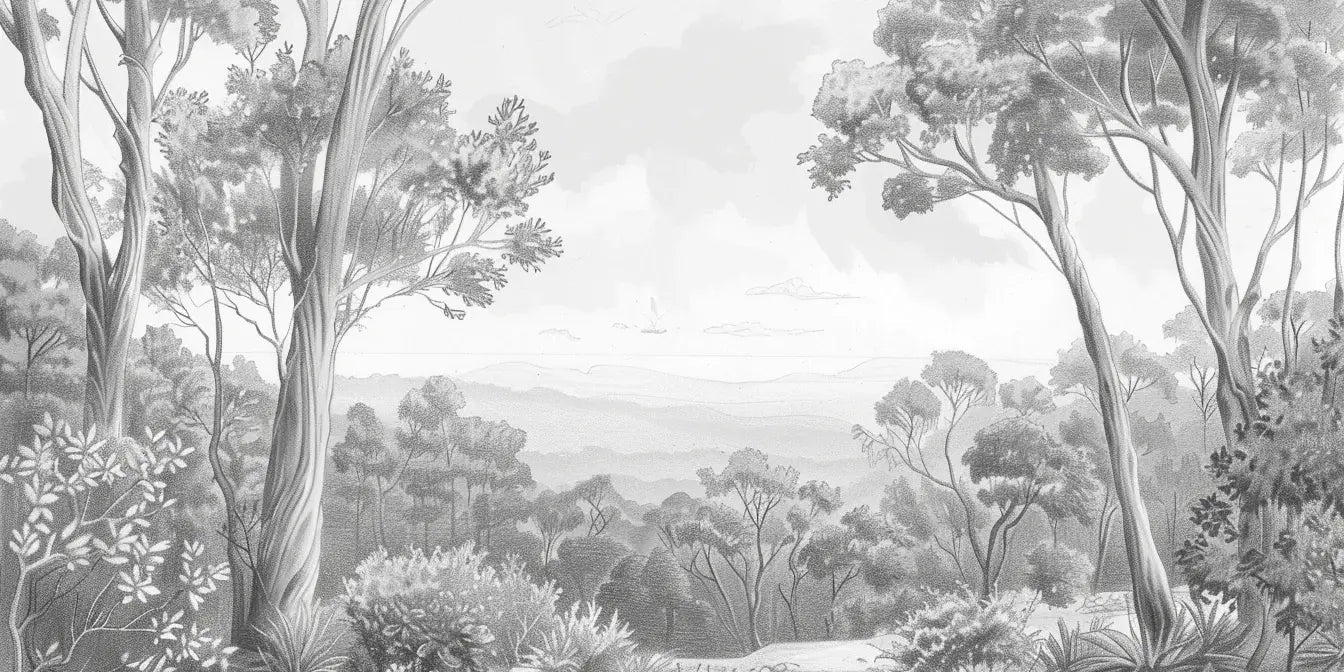 Nature intemporelle - Paysage en noir et blanc - Illulart: Papier peint panoramique