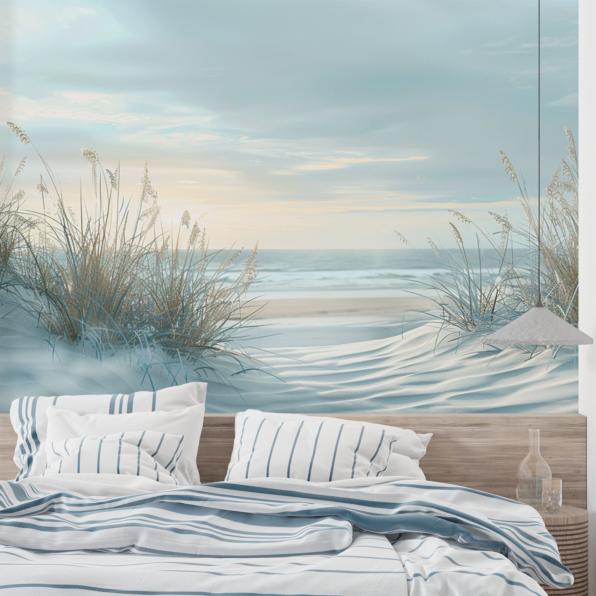 papier peint dunes de sable bord de mer dans une chambre