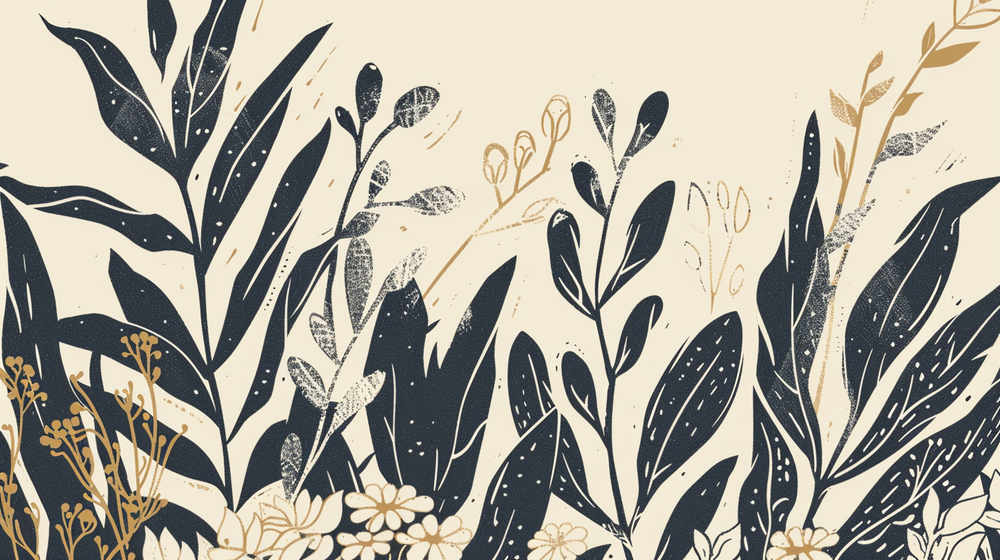 Nature Graphique – Élégance Botanique en Beige et Noir