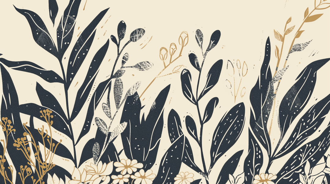 Nature Graphique – Élégance Botanique en Beige et Noir