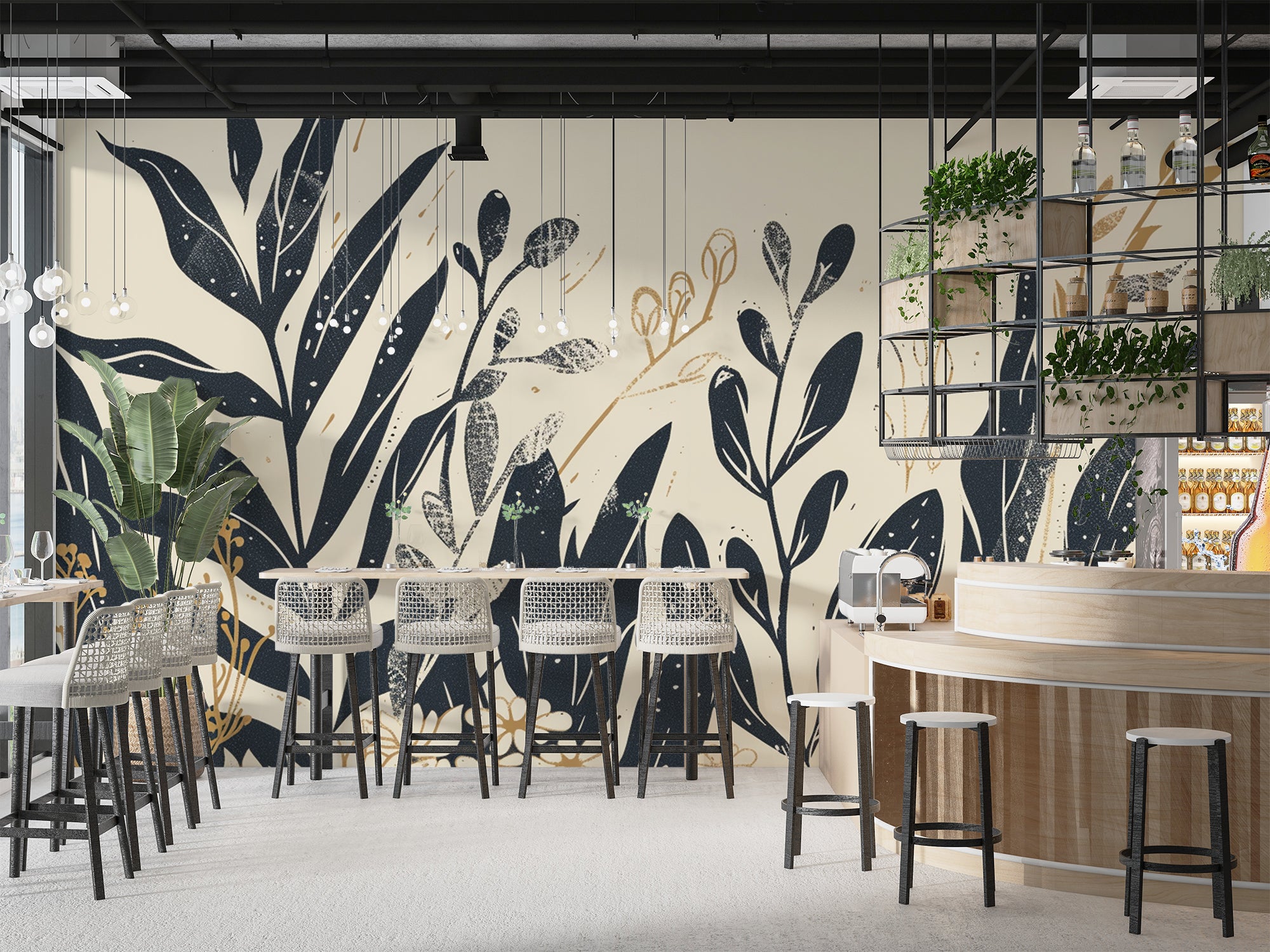 Graphic Nature – Botanical Elegance in Beige and Black 