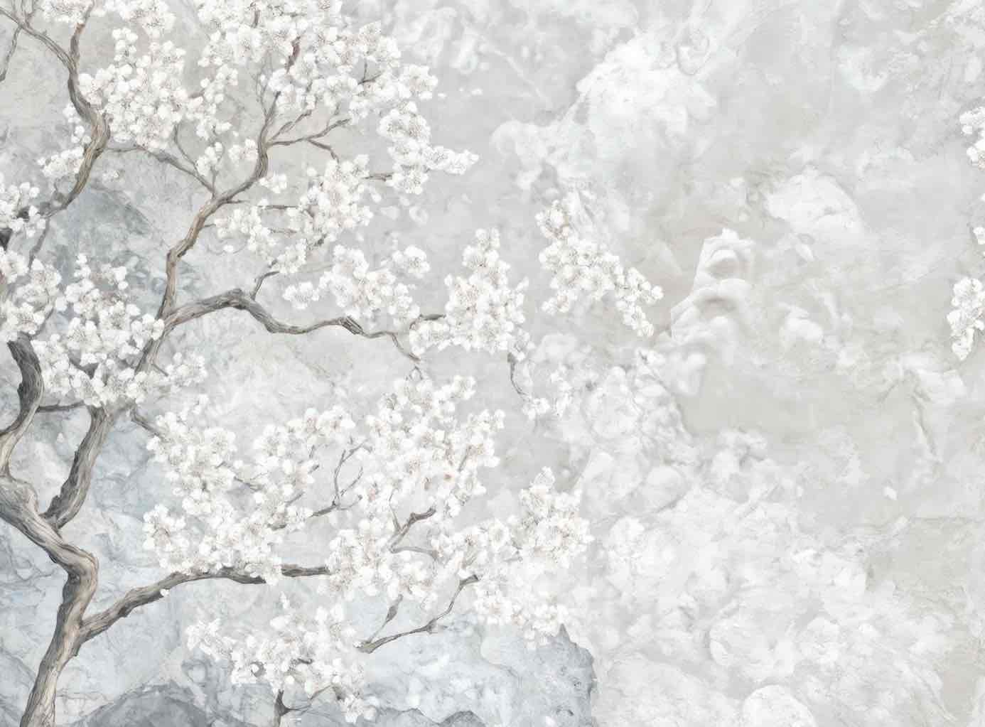 Nuages de Cerisiers : Papier Peint Panoramique Floral et Poétique - Illulart: Papier peint panoramique