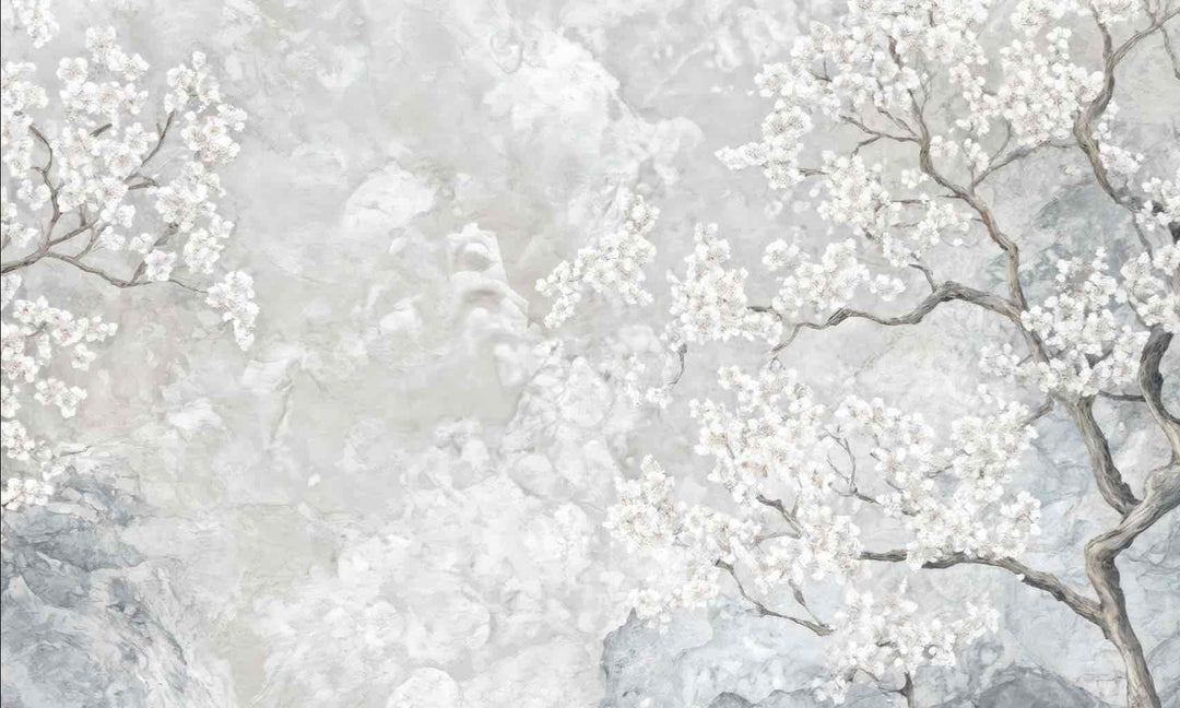 Nuages de Cerisiers : Papier Peint Panoramique Floral et Poétique - Illulart: Papier peint panoramique