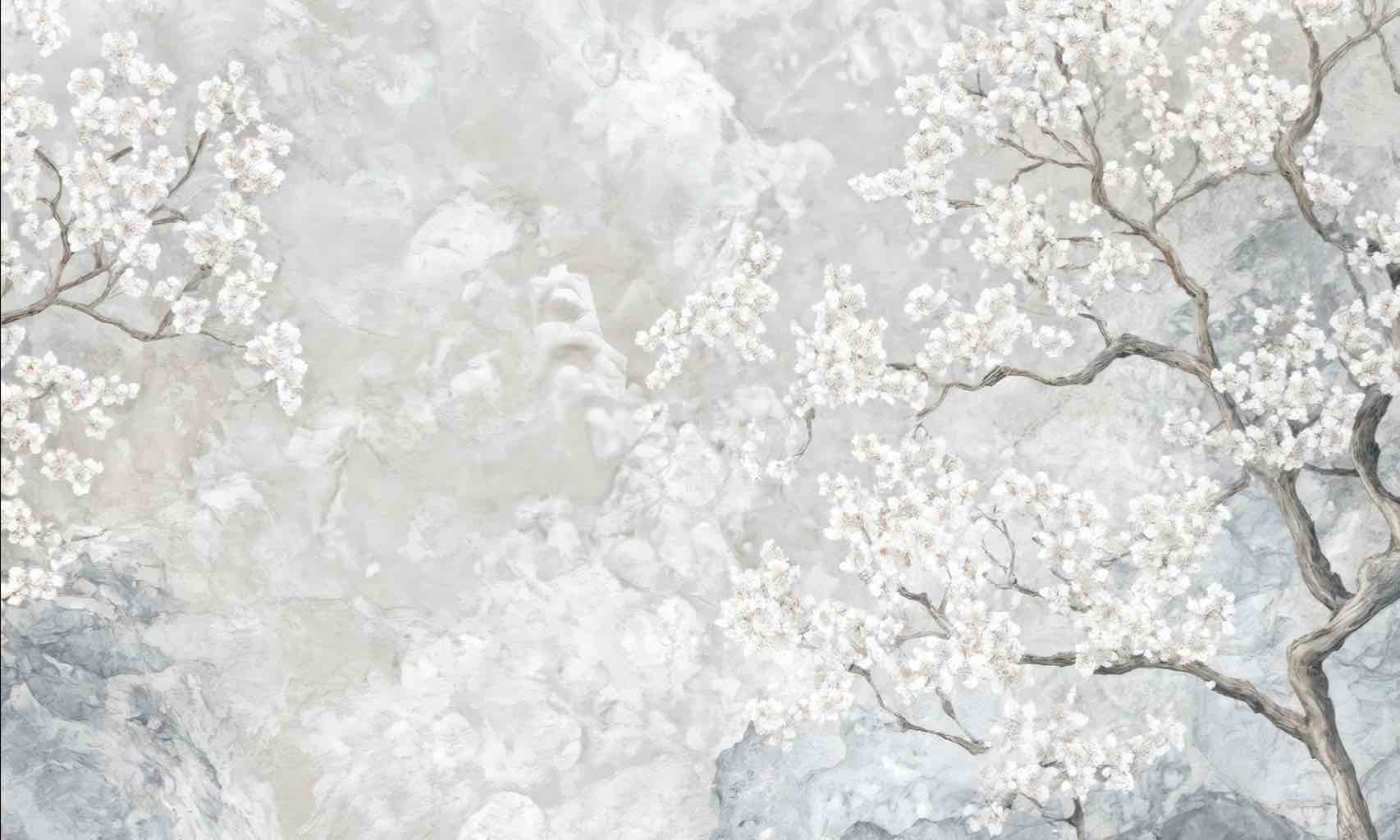 Nuages de Cerisiers : Papier Peint Panoramique Floral et Poétique - Illulart: Papier peint panoramique