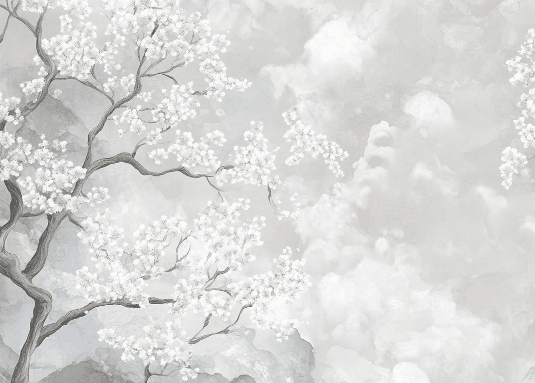 Nuages de Cerisiers : Papier Peint Panoramique Floral et Poétique - Illulart: Papier peint panoramique