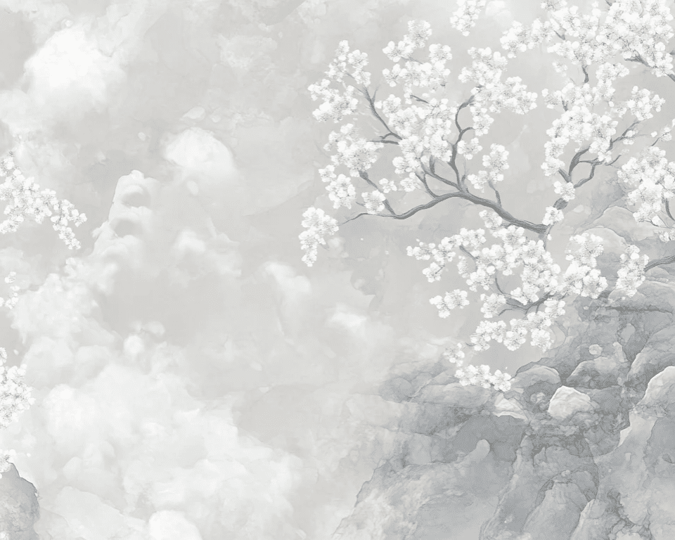Nuages de Cerisiers : Papier Peint Panoramique Floral et Poétique - Illulart: Papier peint panoramique