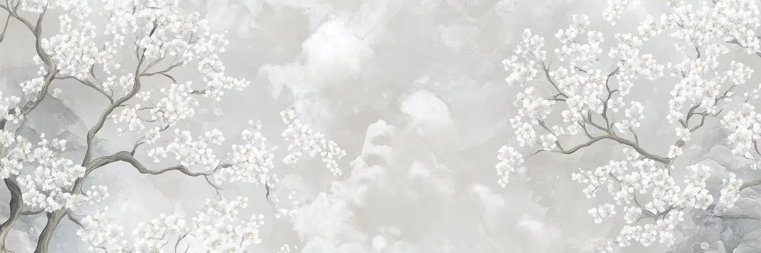 Nuages de Cerisiers : Papier Peint Panoramique Floral et Poétique - Illulart: Papier peint panoramique