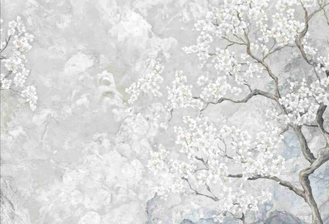 Nuages de Cerisiers : Papier Peint Panoramique Floral et Poétique - Illulart: Papier peint panoramique