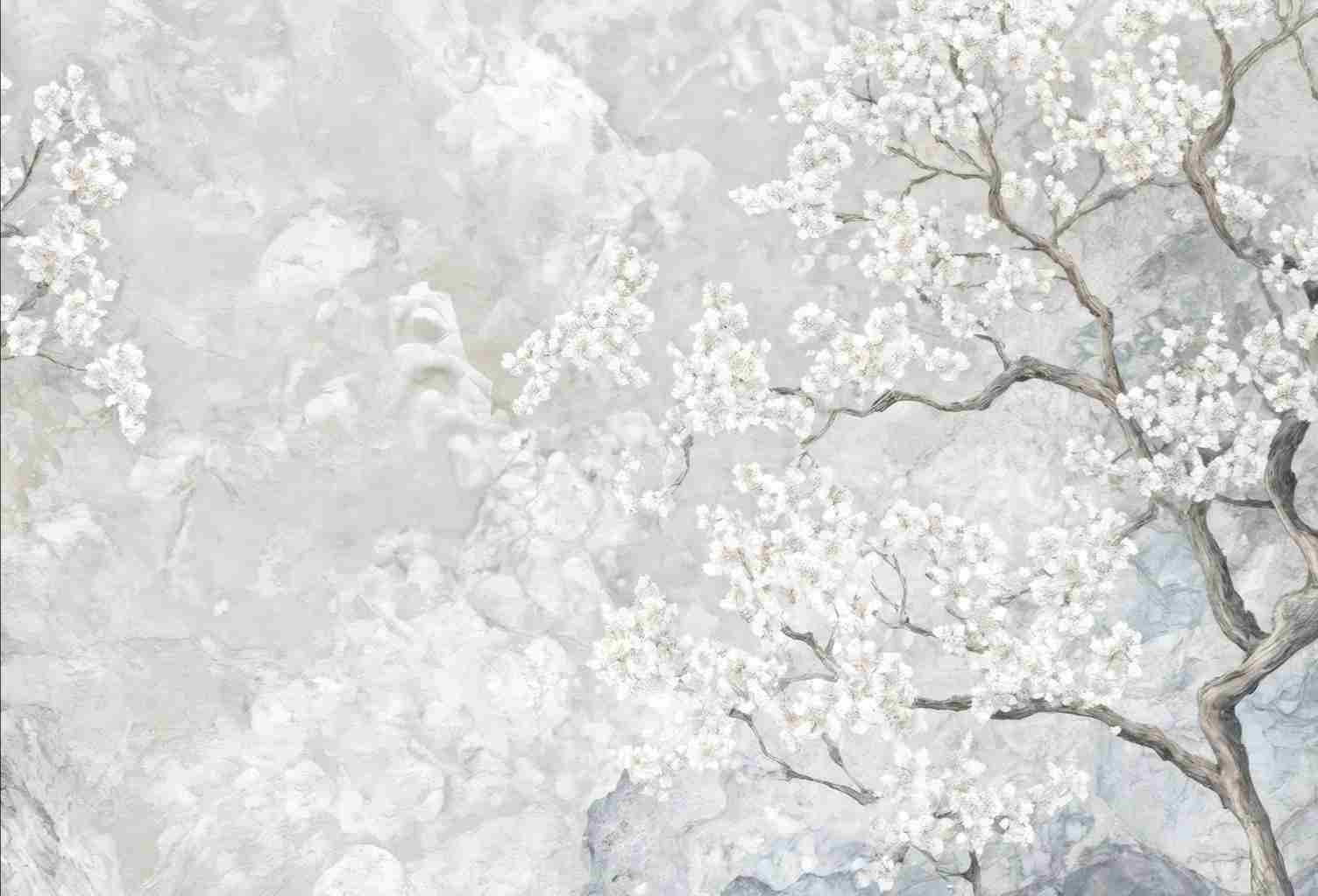 Nuages de Cerisiers : Papier Peint Panoramique Floral et Poétique - Illulart: Papier peint panoramique