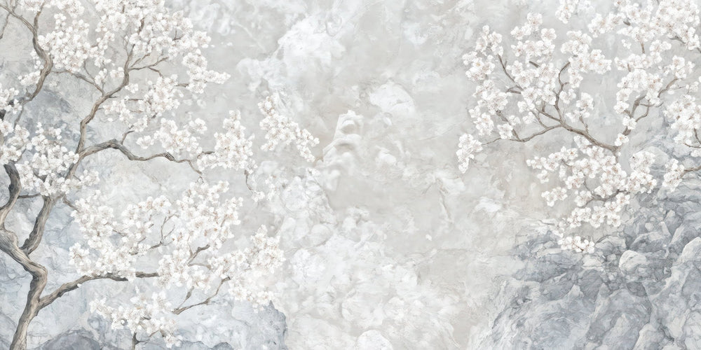 Nuages de Cerisiers : Papier Peint Panoramique Floral et Poétique - Illulart: Papier peint panoramique