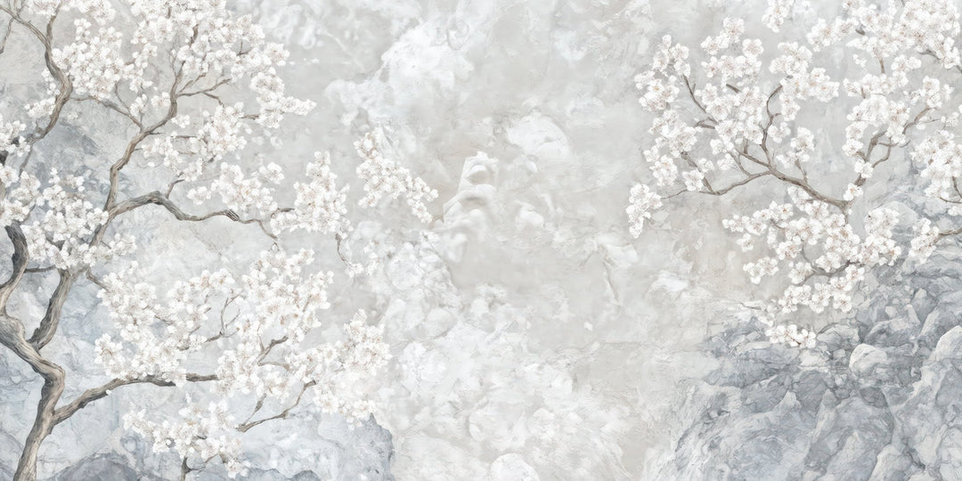 Nuages de Cerisiers : Papier Peint Panoramique Floral et Poétique - Illulart: Papier peint panoramique