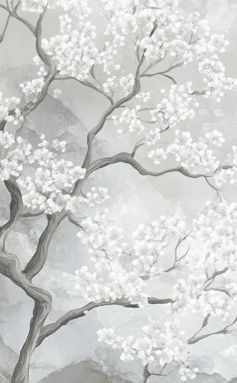 Nuages de Cerisiers : Papier Peint Panoramique Floral et Poétique - Illulart: Papier peint panoramique