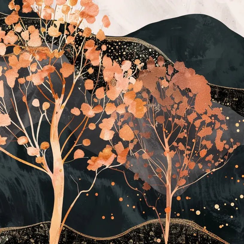 Nuit Étoilée en Forêt d'Ambre - Illulart: Papier peint panoramique