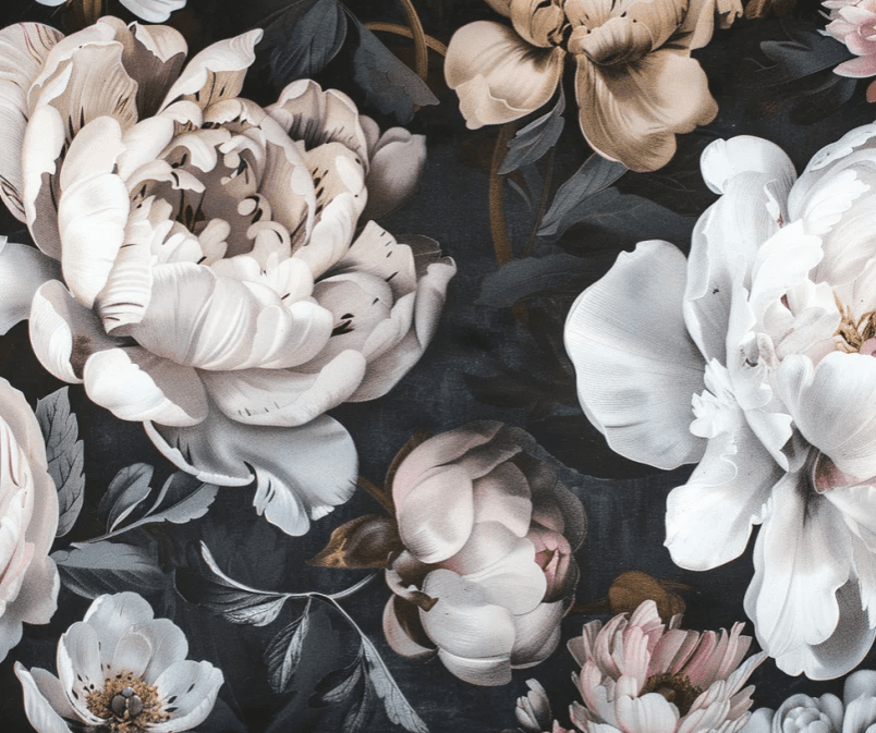 Nuit Fleurie : Papier Peint Panoramique aux Touches de Rose Poudré - Illulart: Papier peint panoramique