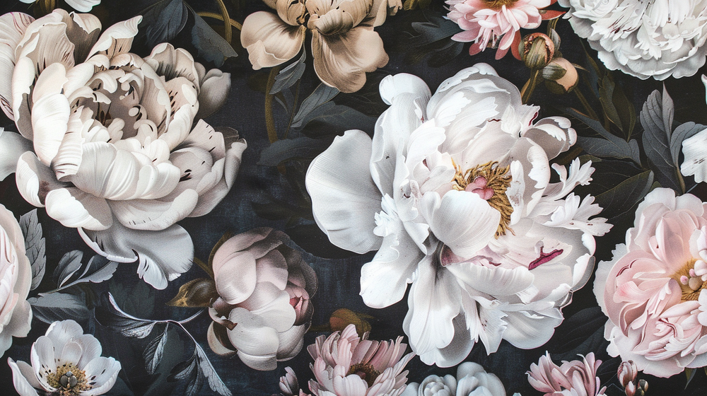 Nuit Fleurie : Papier Peint Panoramique aux Touches de Rose Poudré