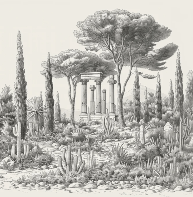 Oasis Antique - Papier peint méditerranéen - Illulart: Papier peint panoramique