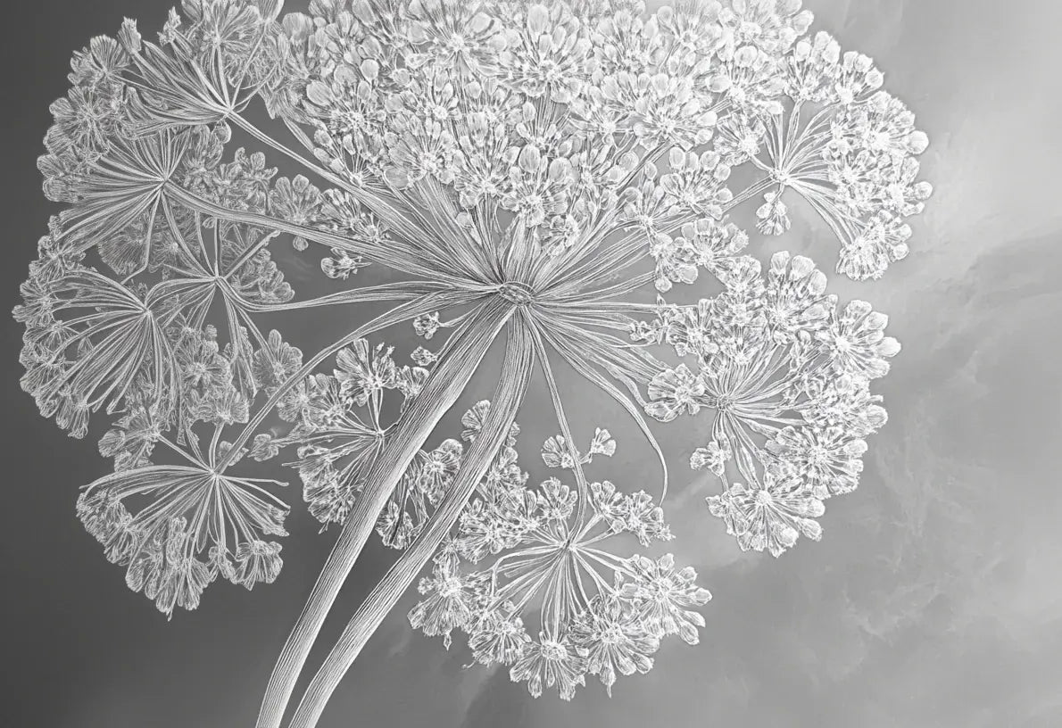 Ombelle en dentelle : L'art subtil de la fleur sauvage - Illulart: Papier peint panoramique