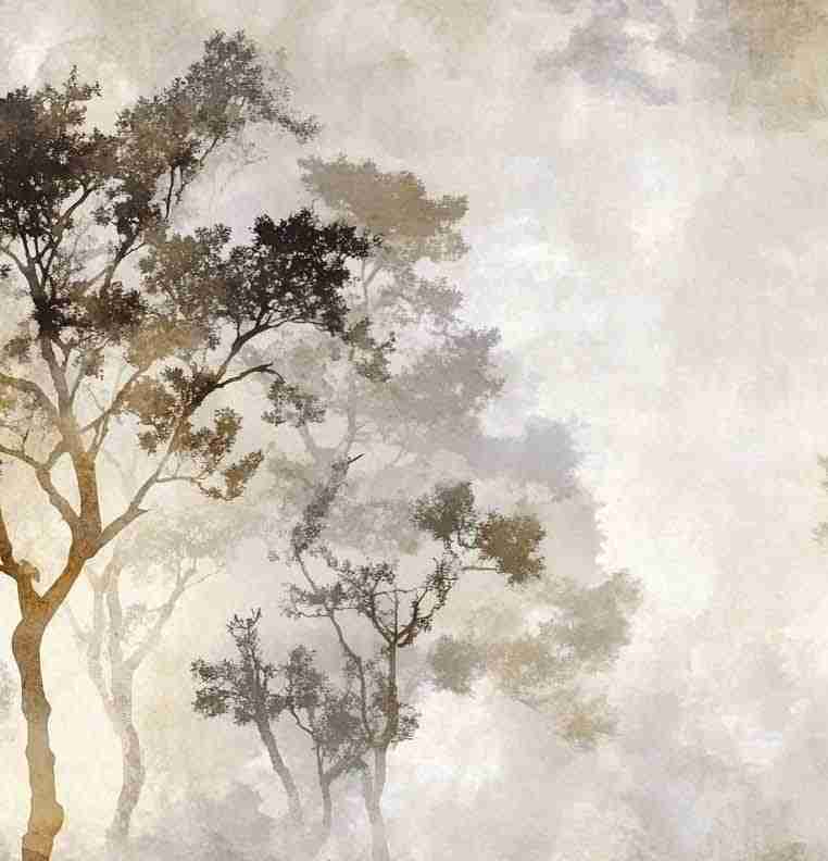 Ombres Forestières - Papier Peint Panoramique Brun Doré - Illulart: Papier peint panoramique