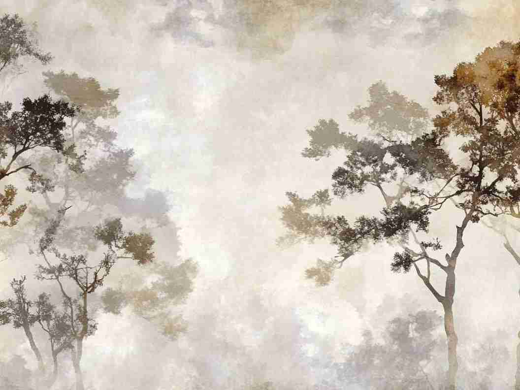 Ombres Forestières - Papier Peint Panoramique Brun Doré - Illulart: Papier peint panoramique