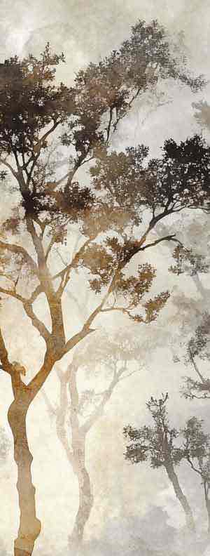 Ombres Forestières - Papier Peint Panoramique Brun Doré - Illulart: Papier peint panoramique